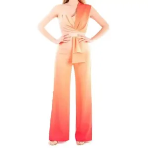 Silence Women Orange Sleeveless Jumpsuit with Sweetheart Neckline