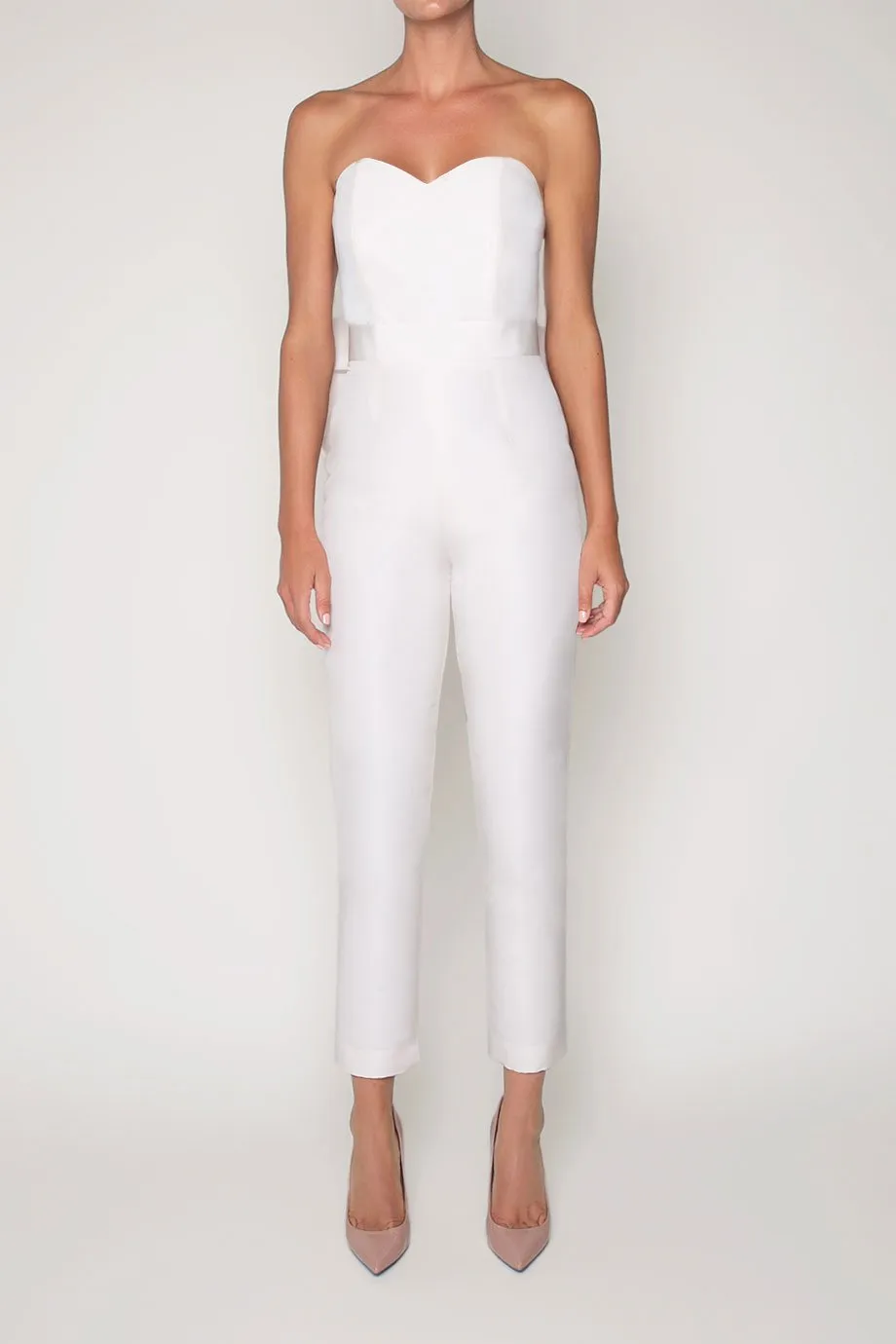Silk Faille Bow Back Jumpsuit with Convertible Skirt