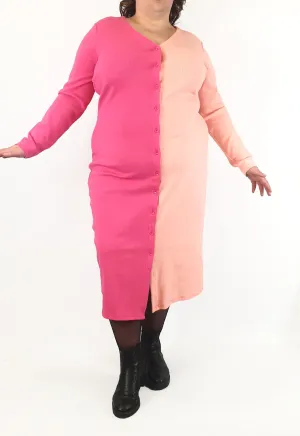 Simmi mid pink/light pink split colour knit maxi dress size UK24