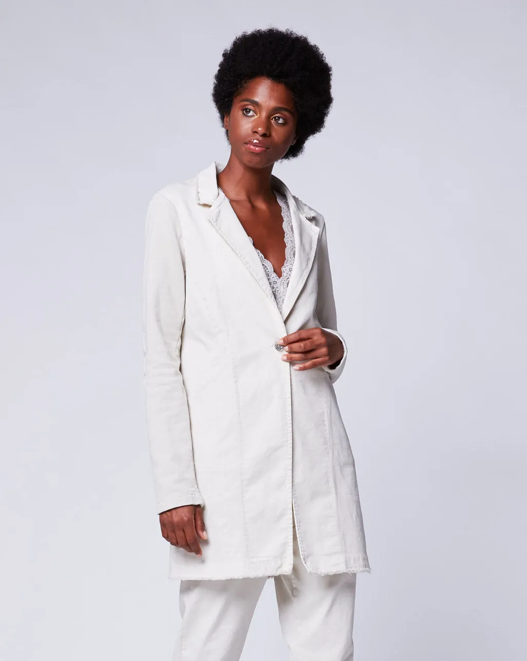 Single-Button Elbow Patch Blazer