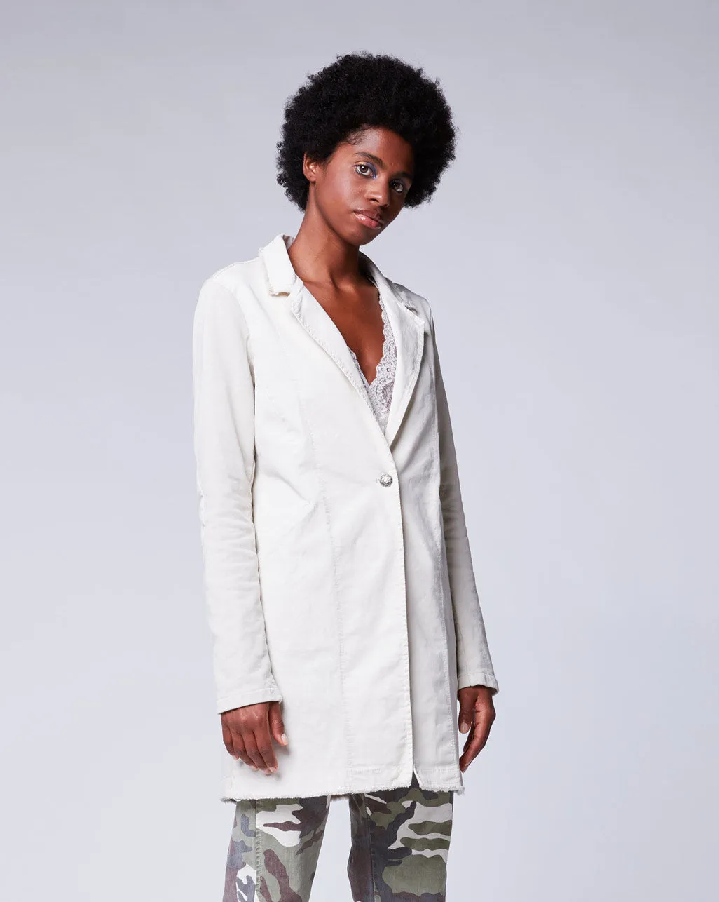 Single-Button Elbow Patch Blazer