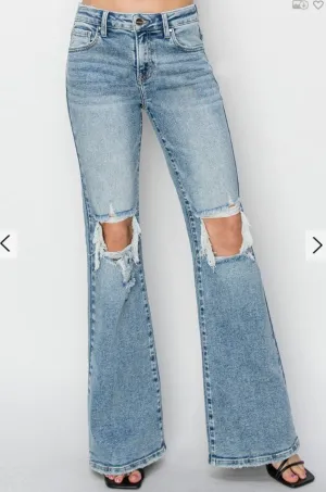 **Size 9 Risen Denim- Distressed Jeans