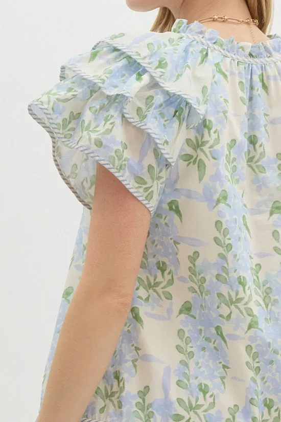 Sky Blue Ruffle Sleeve Dress (EO)