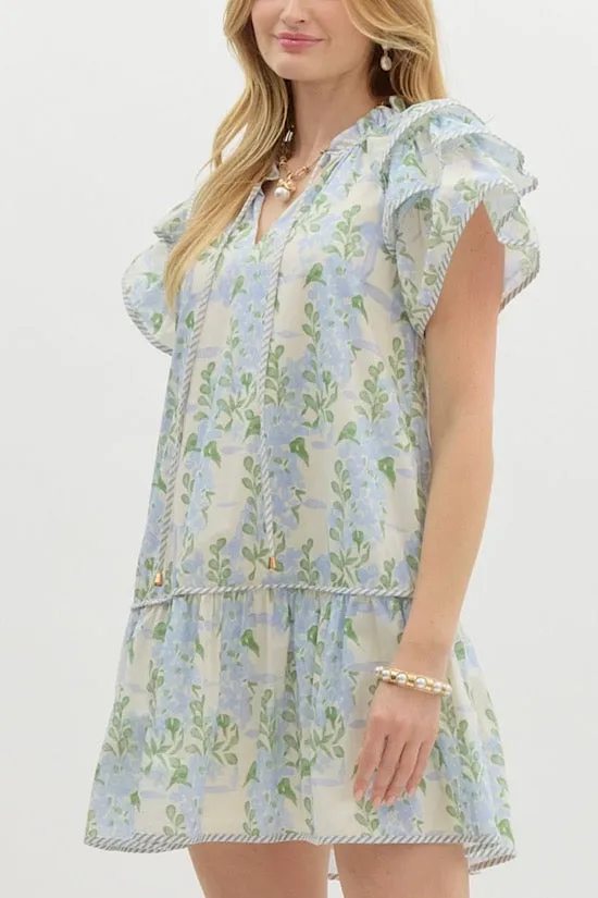 Sky Blue Ruffle Sleeve Dress (EO)