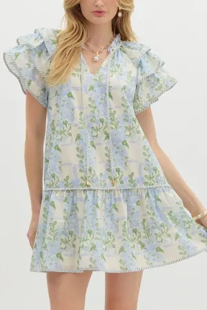 Sky Blue Ruffle Sleeve Dress (EO)