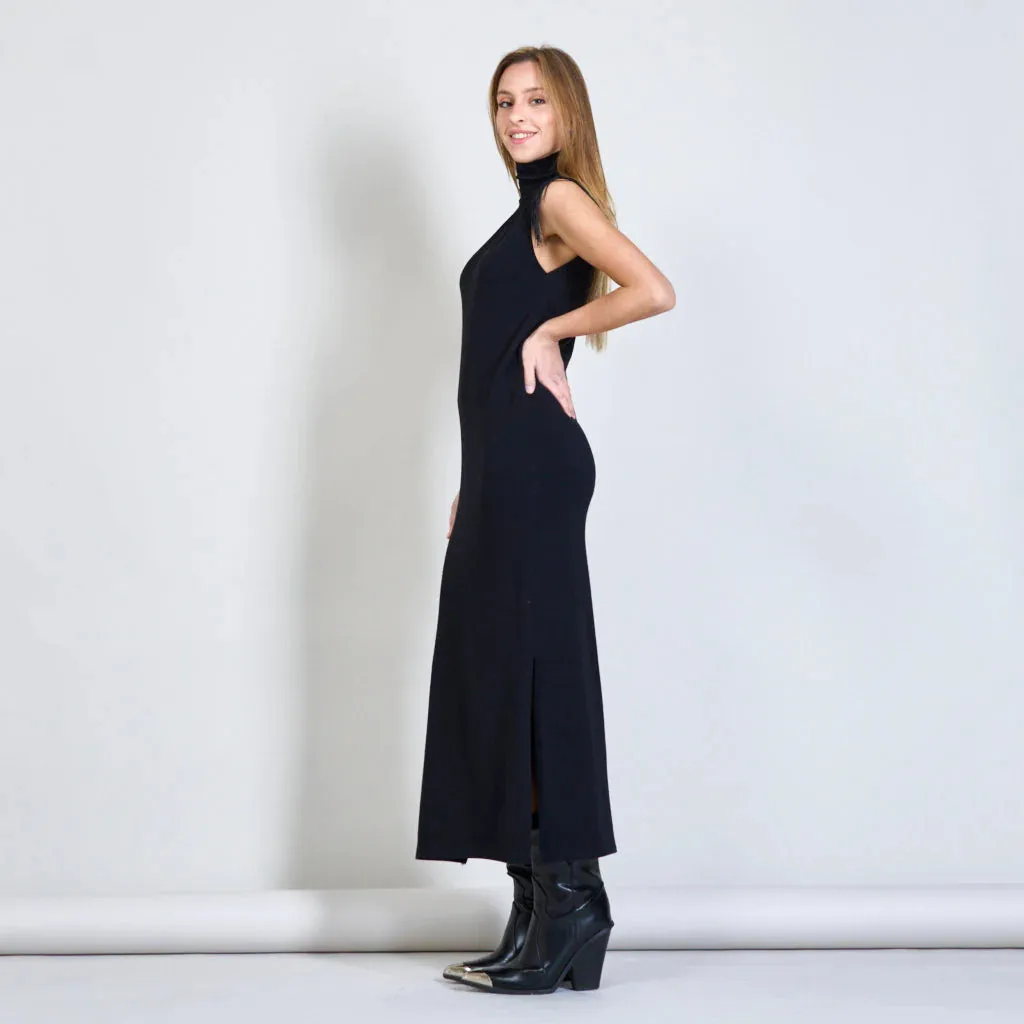 Sleeveless Knit Dress (Black)