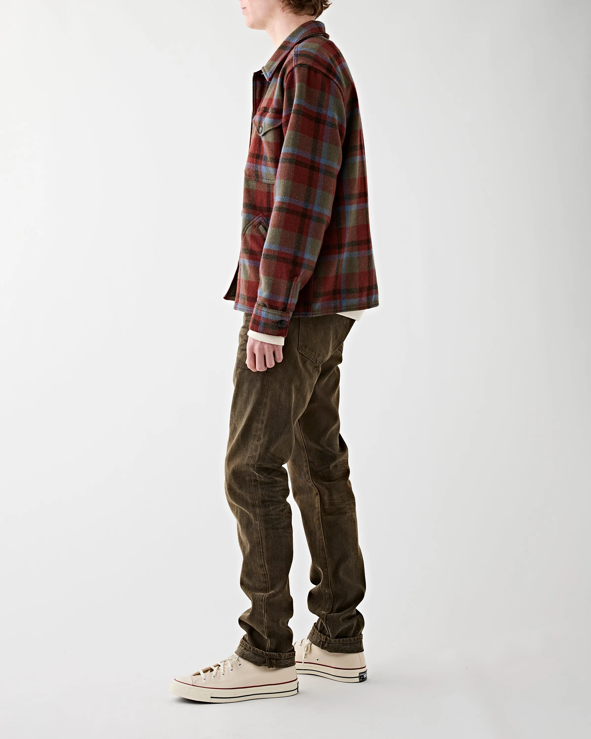 Slim Fit Distressed Brown Wash Jean