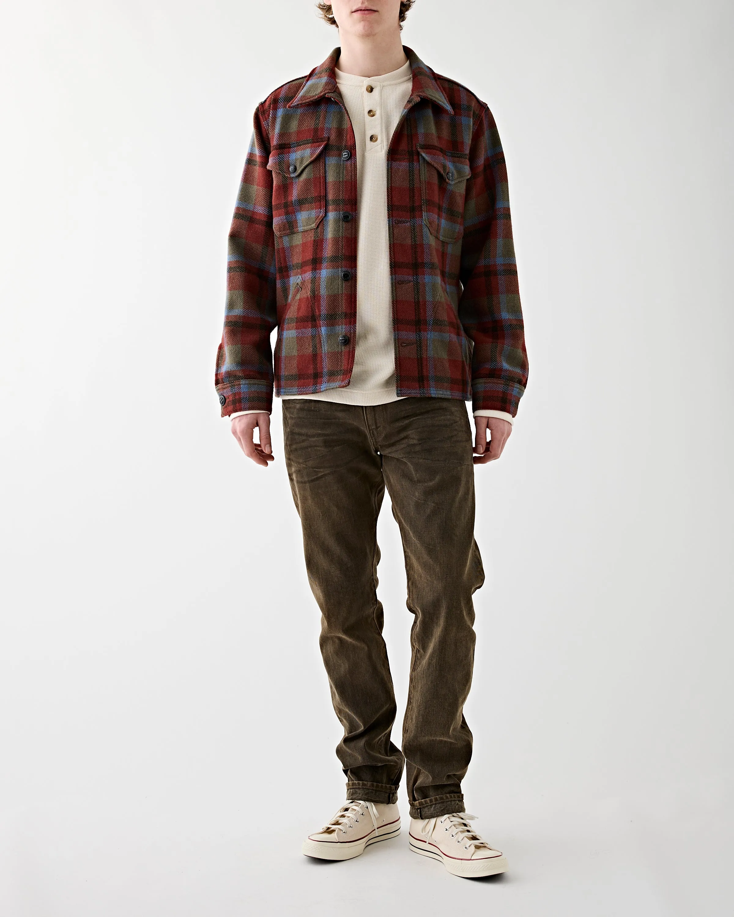 Slim Fit Distressed Brown Wash Jean