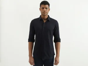 Slim Fit Spread Collar Patterned Shirt