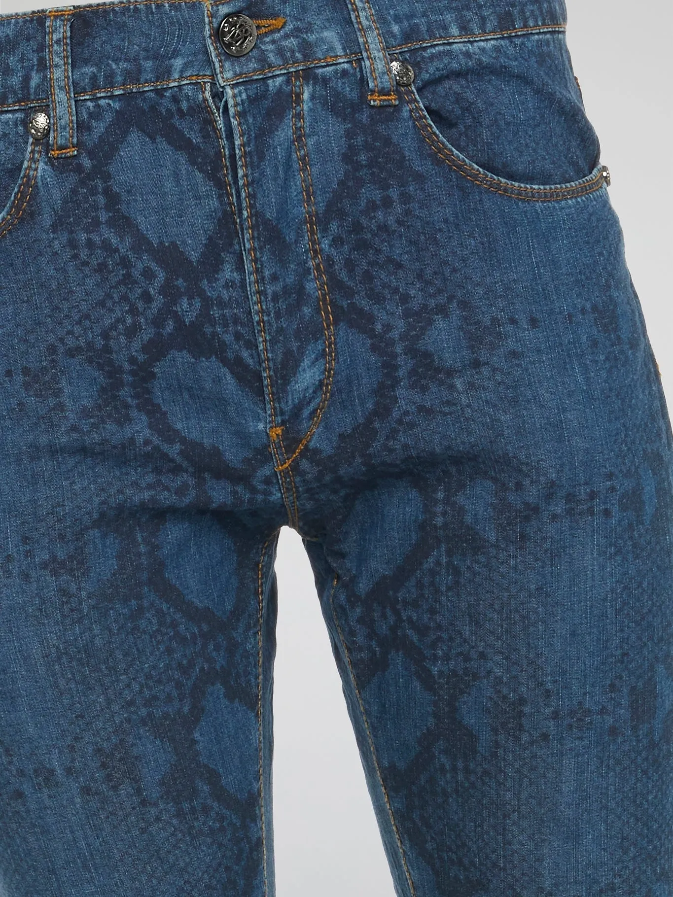 Snake Print Slim Fit Jeans