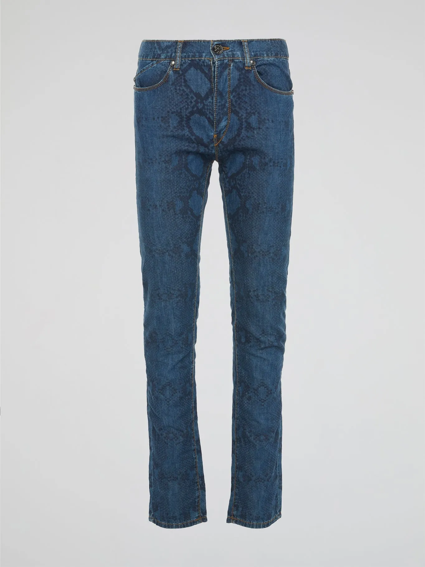 Snake Print Slim Fit Jeans