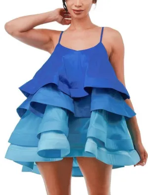 Spaghetti Straps Tiered Flare Mini Dress