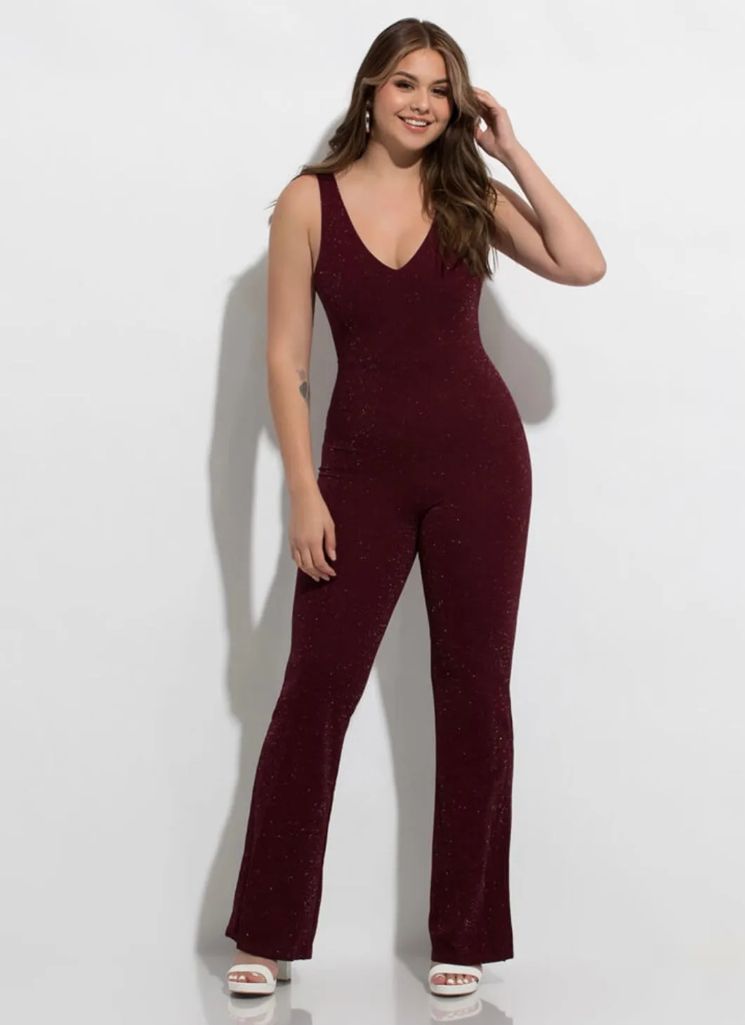 Sparkly Slit-Leg Jumpsuit