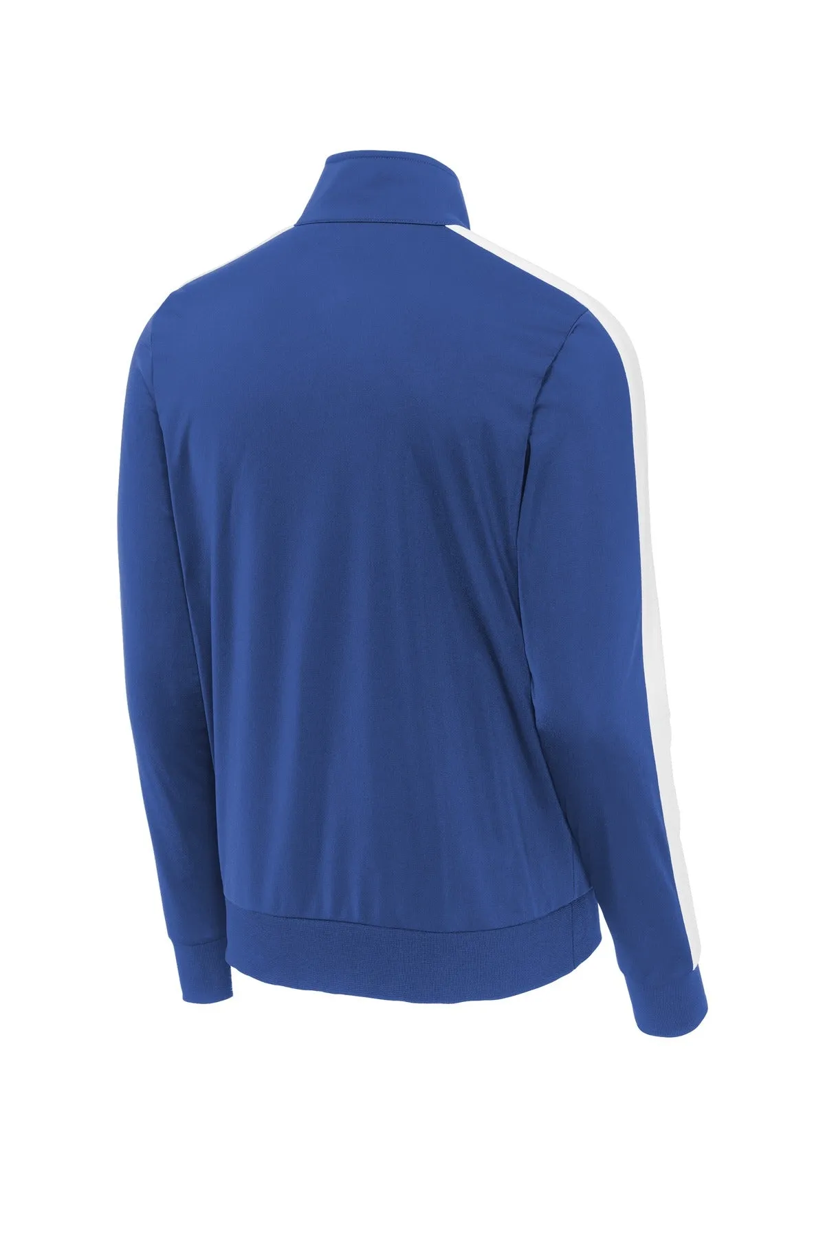 Sport-Tek  Tricot Sleeve Stripe Track Jacket. JST94 True Royal/ White