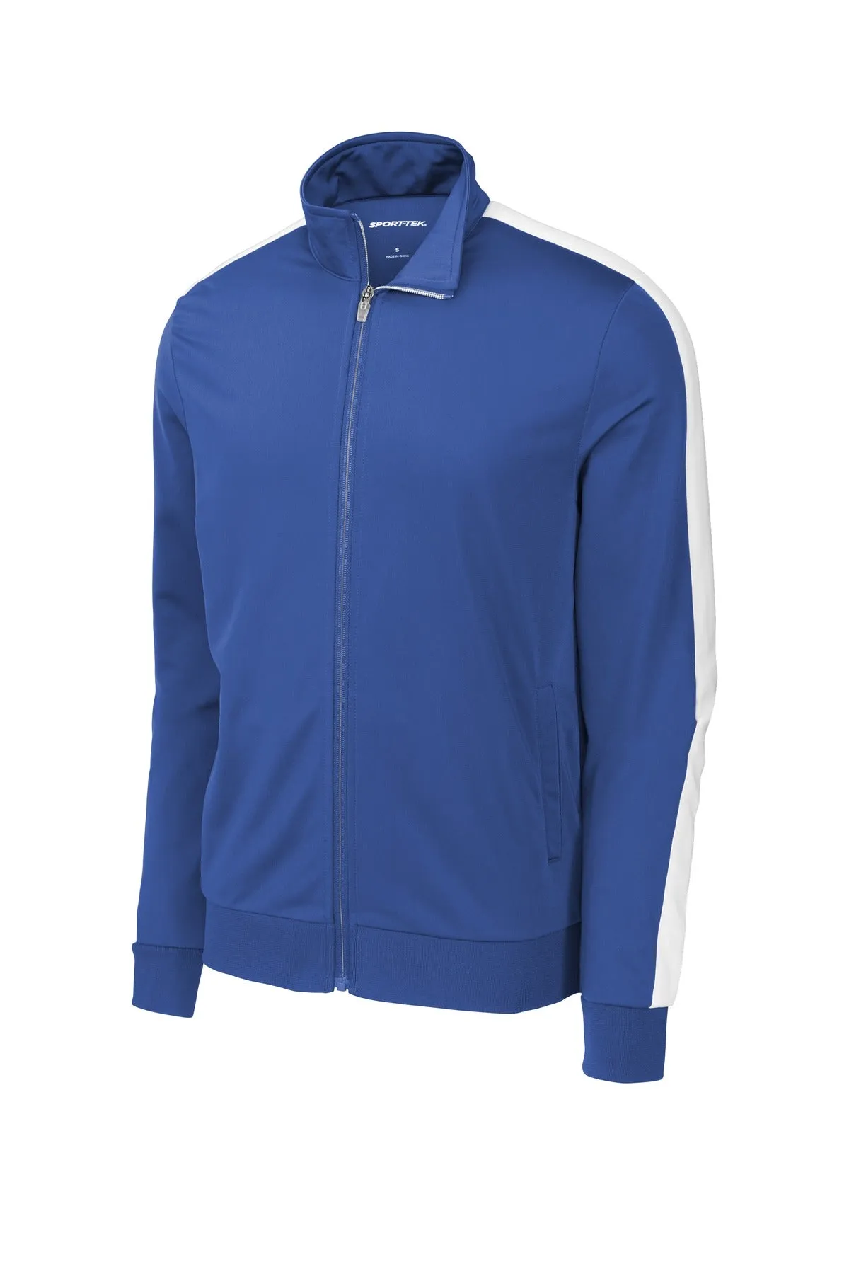 Sport-Tek  Tricot Sleeve Stripe Track Jacket. JST94 True Royal/ White