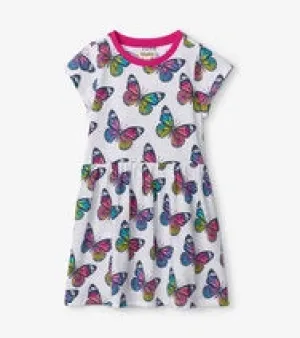 Spring Sky Butterfly Short Sleeve Skater Dress