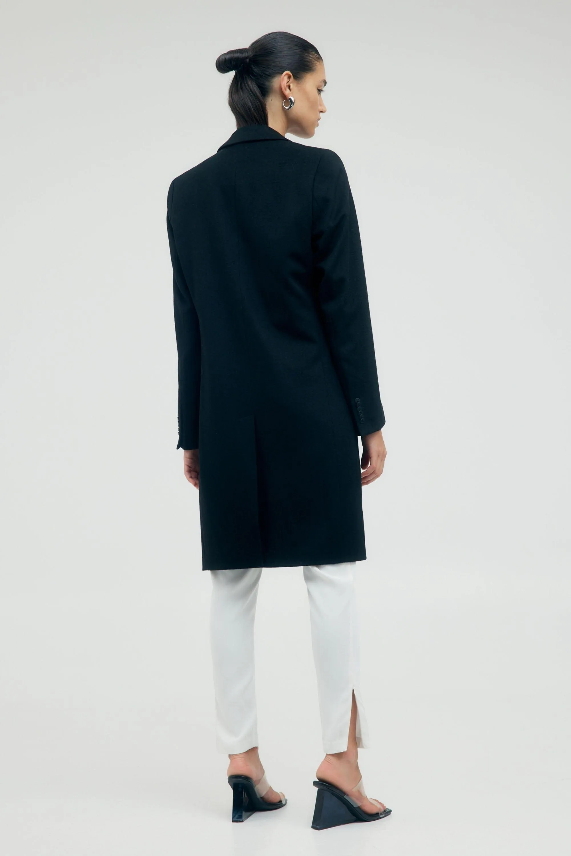 STRAIGHT FORWARD WOOLEN BLAZER | BLACK