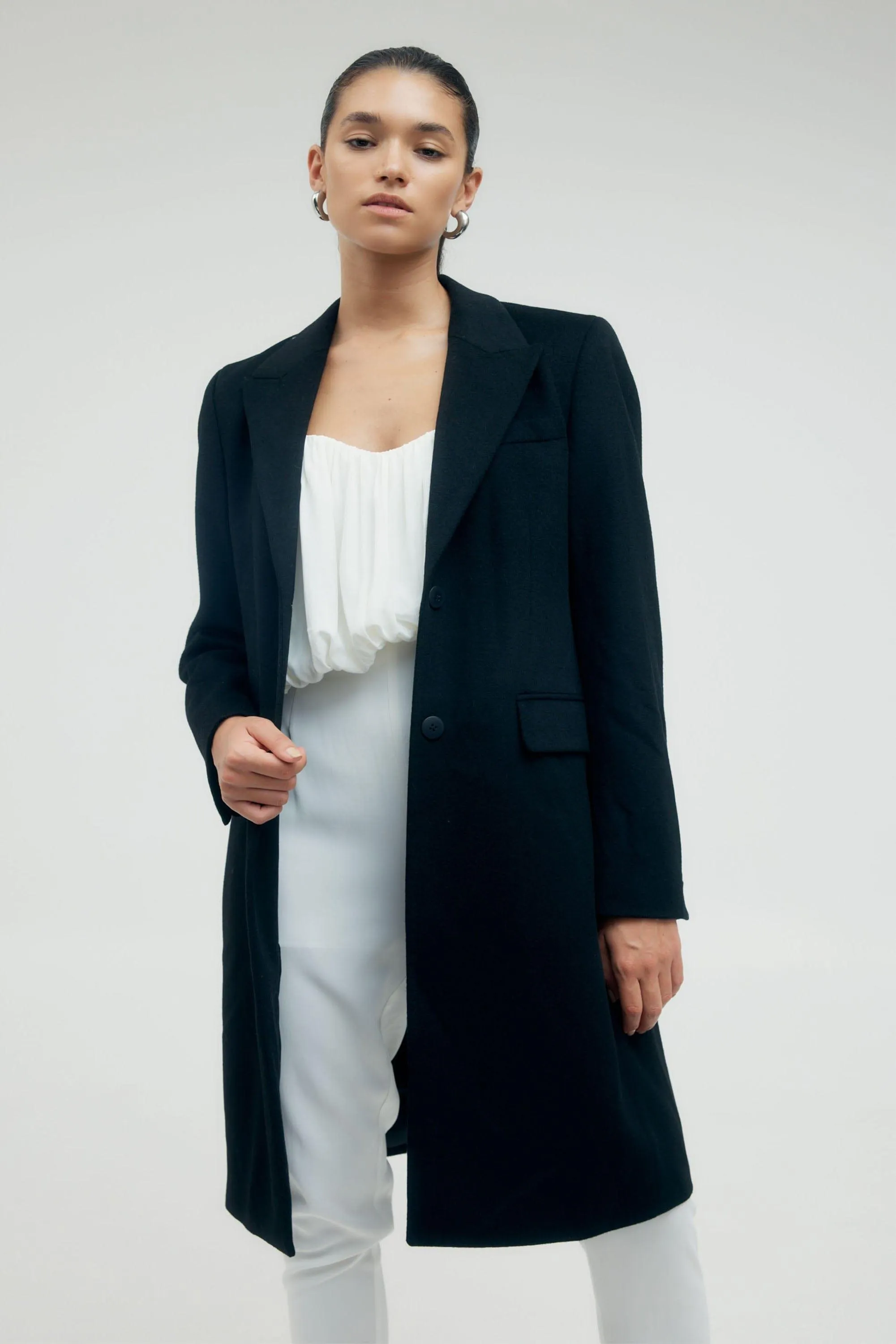 STRAIGHT FORWARD WOOLEN BLAZER | BLACK