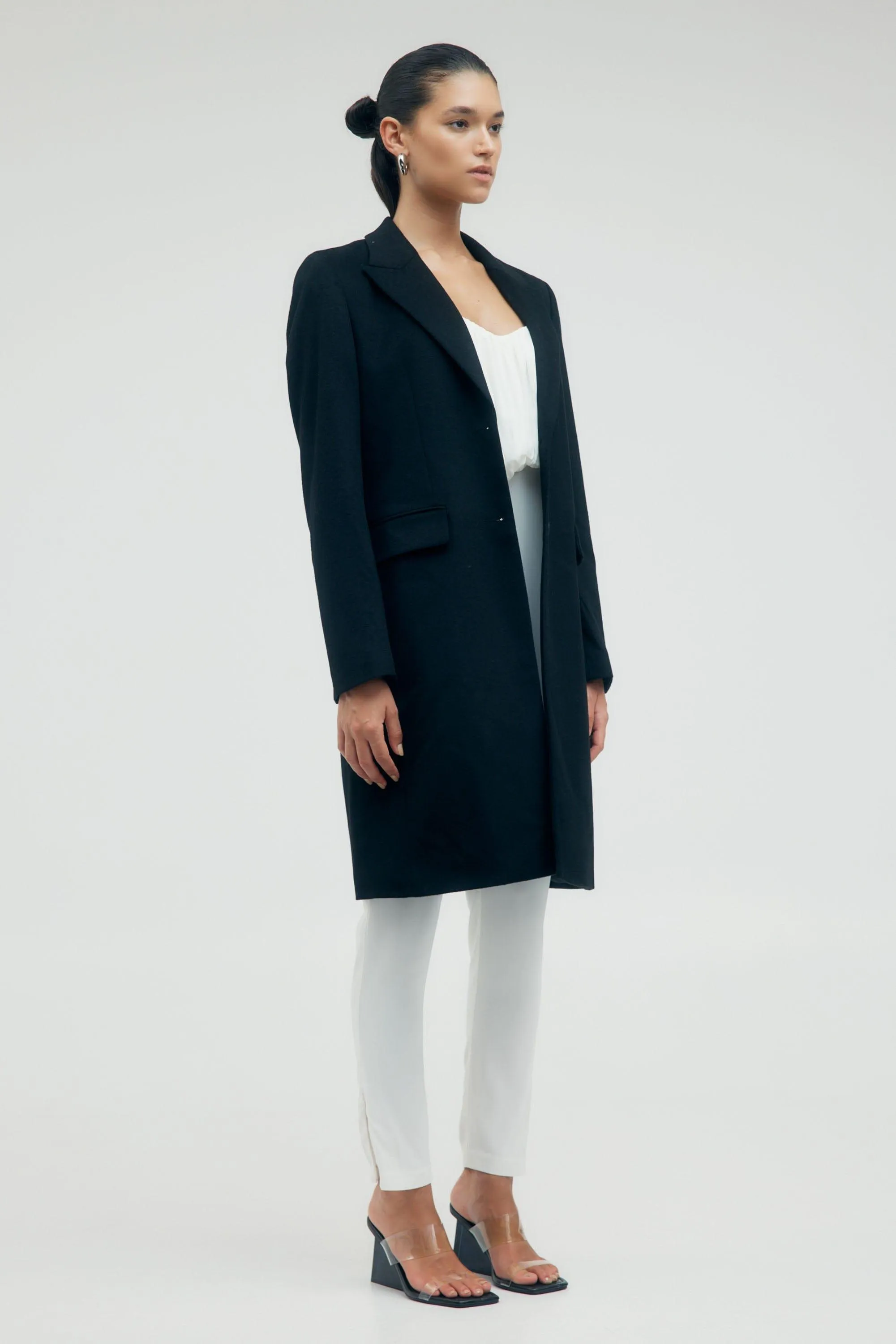 STRAIGHT FORWARD WOOLEN BLAZER | BLACK