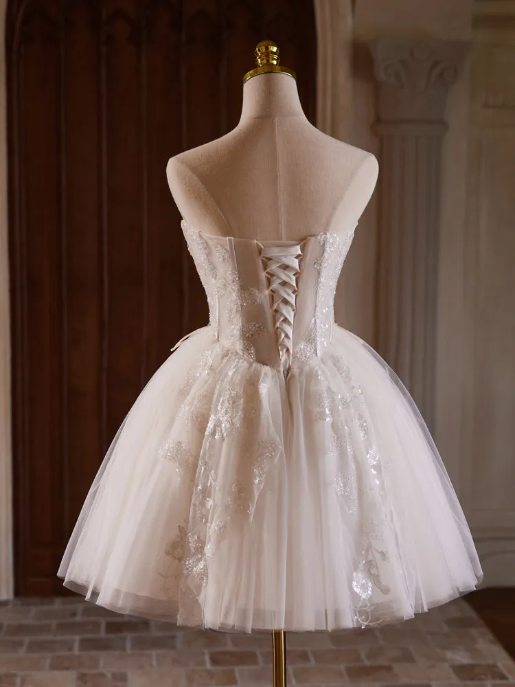 Strapless Sweetheart Ivory Short Homecoming Dresses