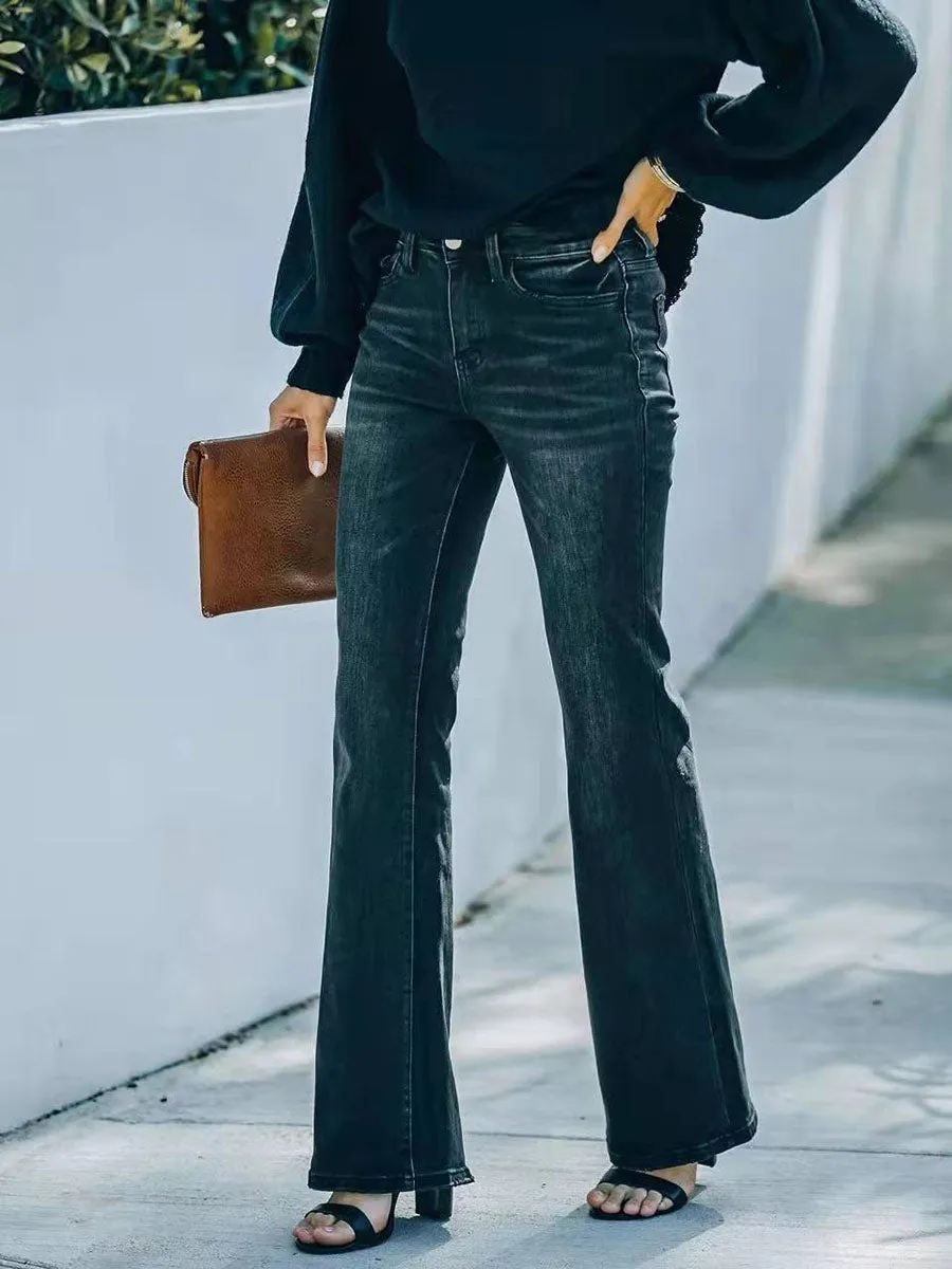 Stunncal Fashion Slim High Waist Stretch Flare Jeans