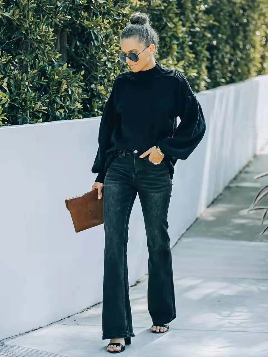 Stunncal Fashion Slim High Waist Stretch Flare Jeans