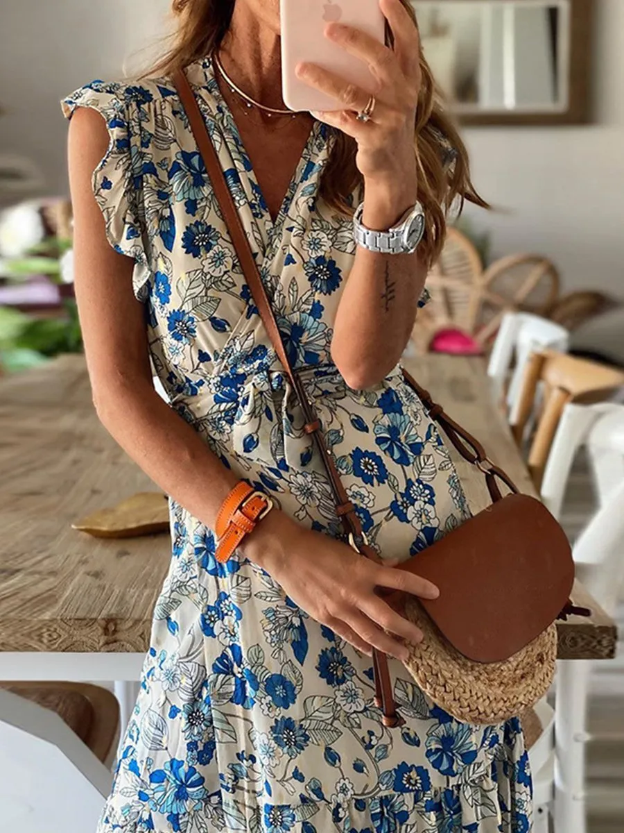 Stunncal Floral Lotus Sleeve Dress