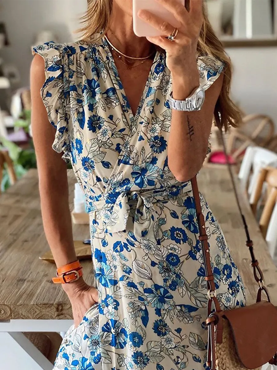 Stunncal Floral Lotus Sleeve Dress