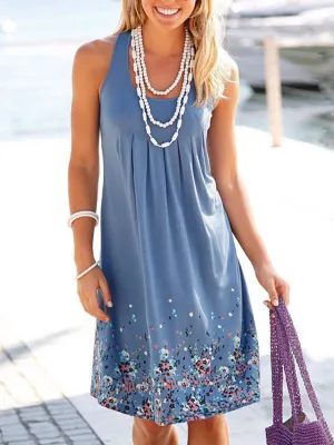 Stunncal Sleeveless Print Loose Dress (5 colors)