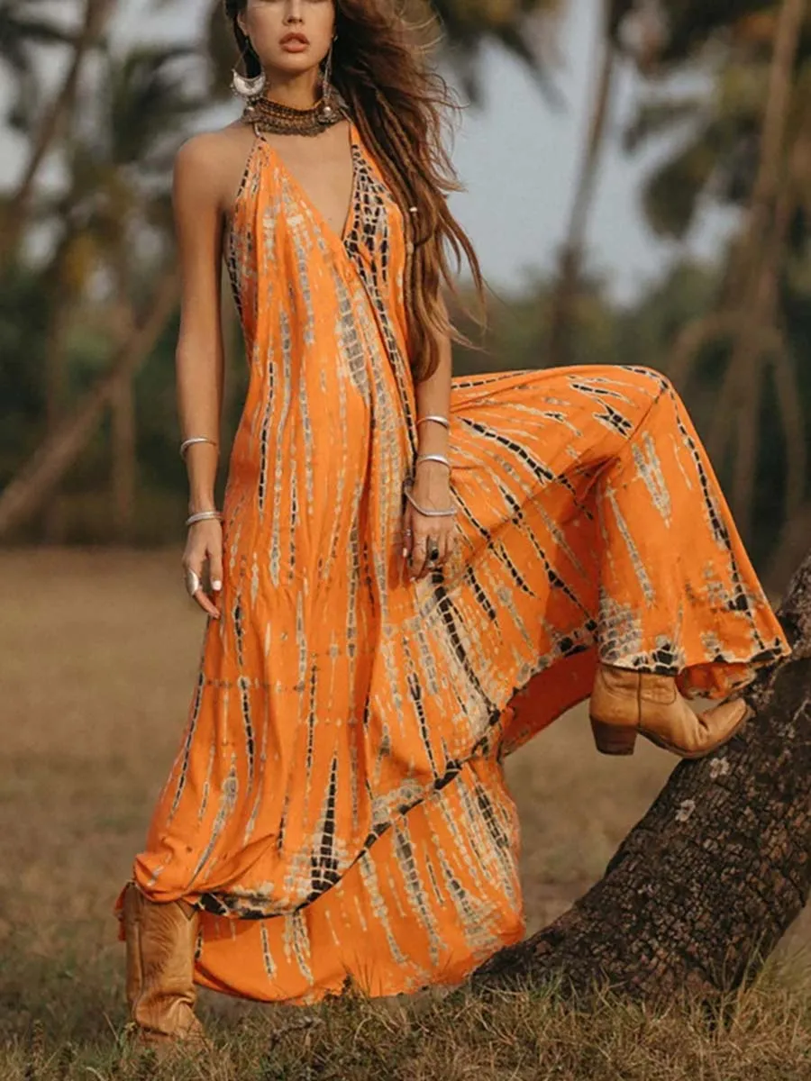 Stunncal V-Neck Printed Camisole Dress
