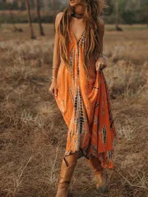 Stunncal V-Neck Printed Camisole Dress