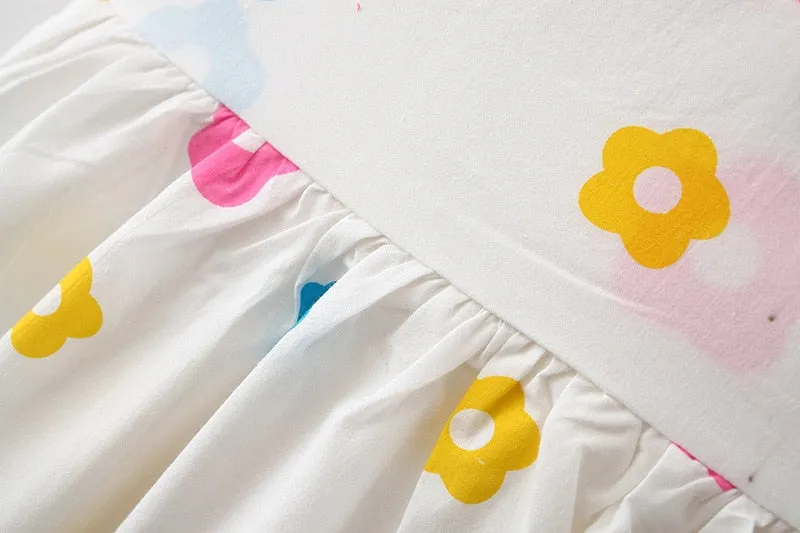 Summer Dress Flowers Pattern White