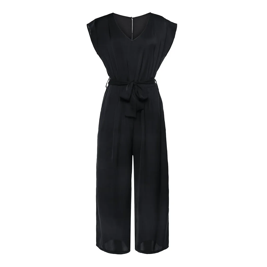 Summer Lace V-neck Short-sleeved Jumpsuit