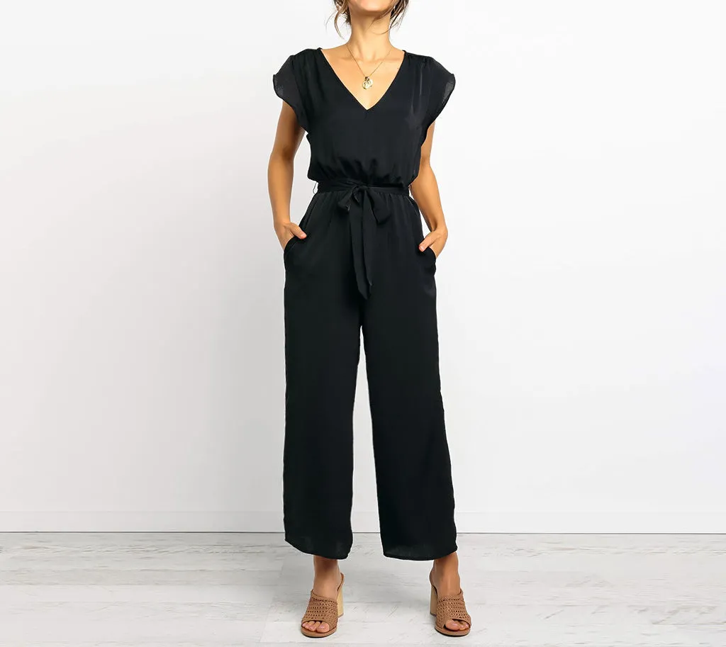 Summer Lace V-neck Short-sleeved Jumpsuit