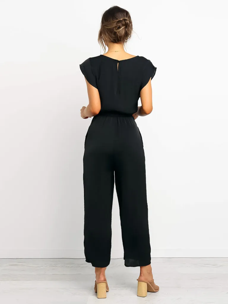 Summer Lace V-neck Short-sleeved Jumpsuit