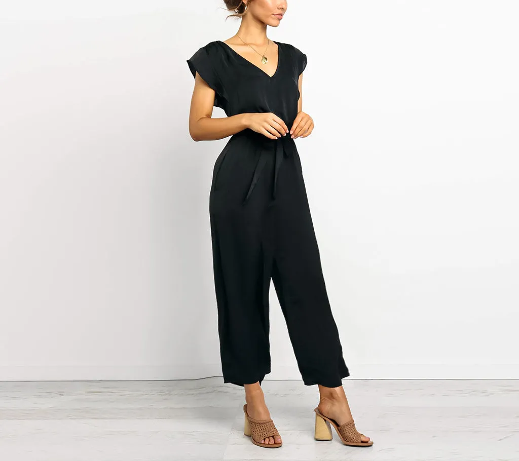 Summer Lace V-neck Short-sleeved Jumpsuit