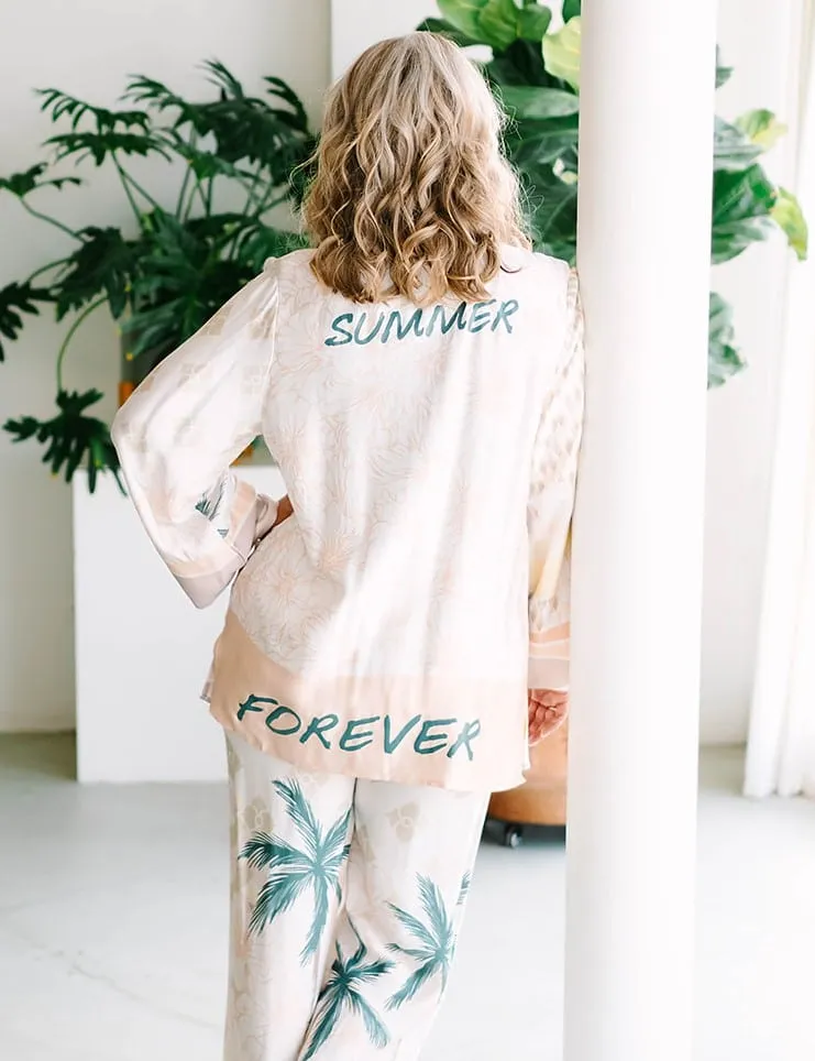 Summer Paradise Satin Printed Blazer
