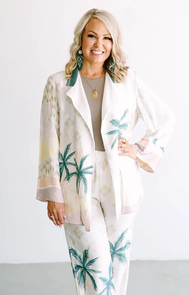 Summer Paradise Satin Printed Blazer