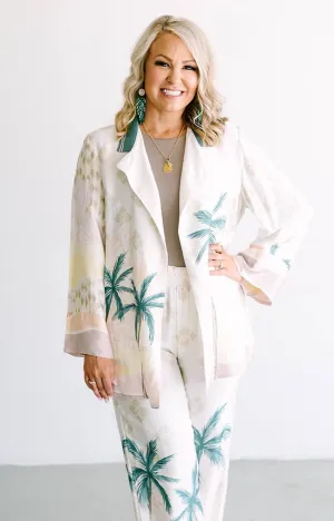 Summer Paradise Satin Printed Blazer