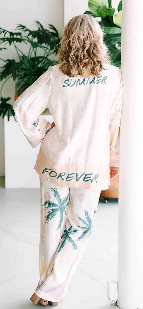 Summer Paradise Satin Printed Blazer