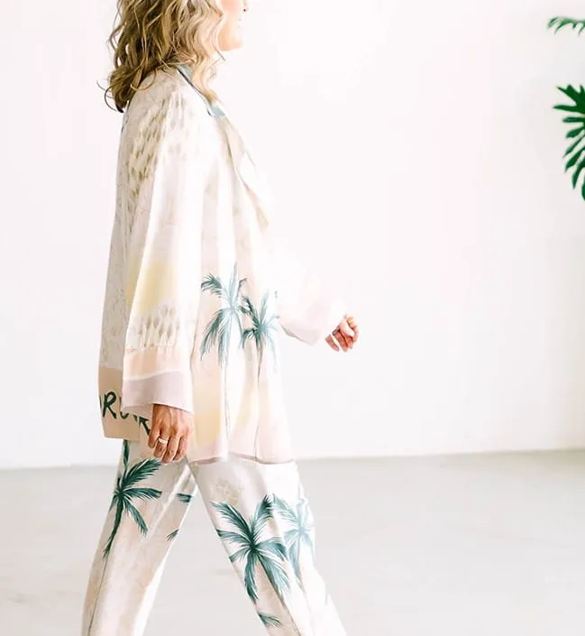 Summer Paradise Satin Printed Blazer