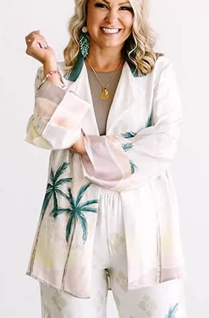 Summer Paradise Satin Printed Blazer