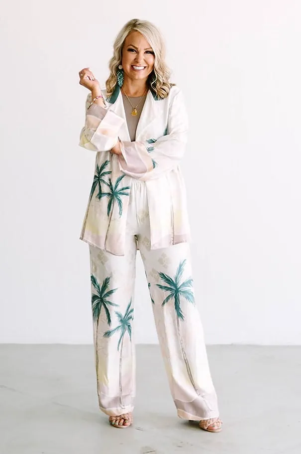 Summer Paradise Satin Printed Blazer