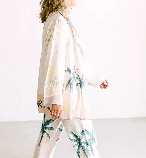 Summer Paradise Satin Printed Blazer