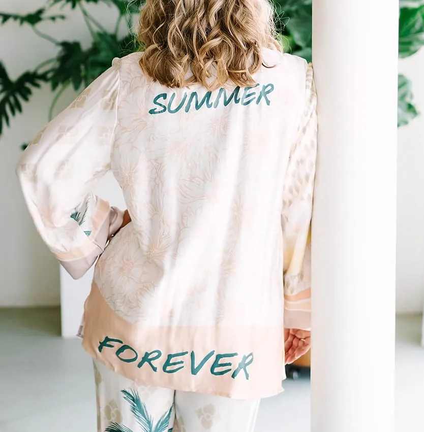 Summer Paradise Satin Printed Blazer