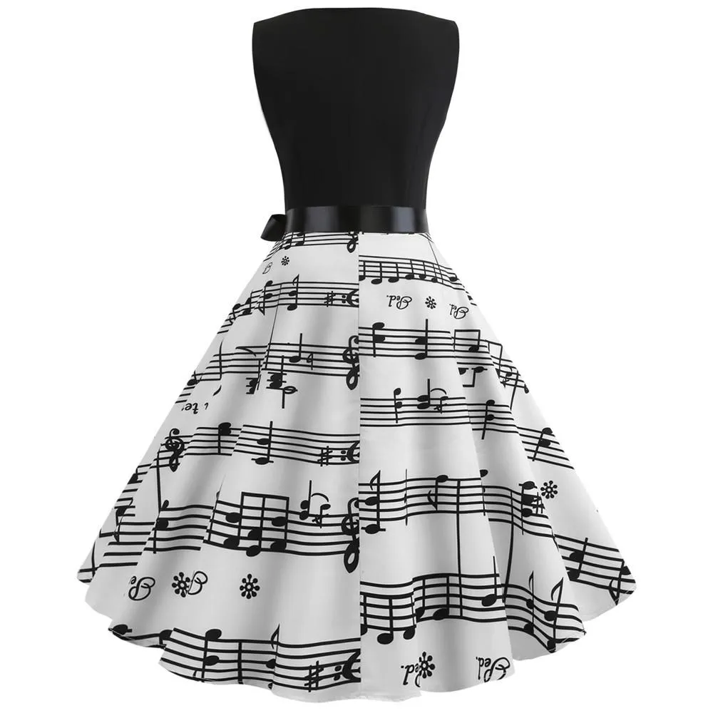 Summer Women Musical Not Sleeveless Dresses