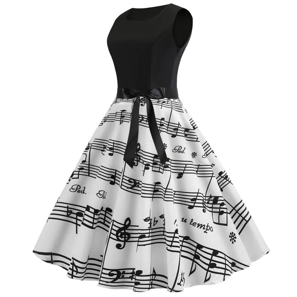 Summer Women Musical Not Sleeveless Dresses