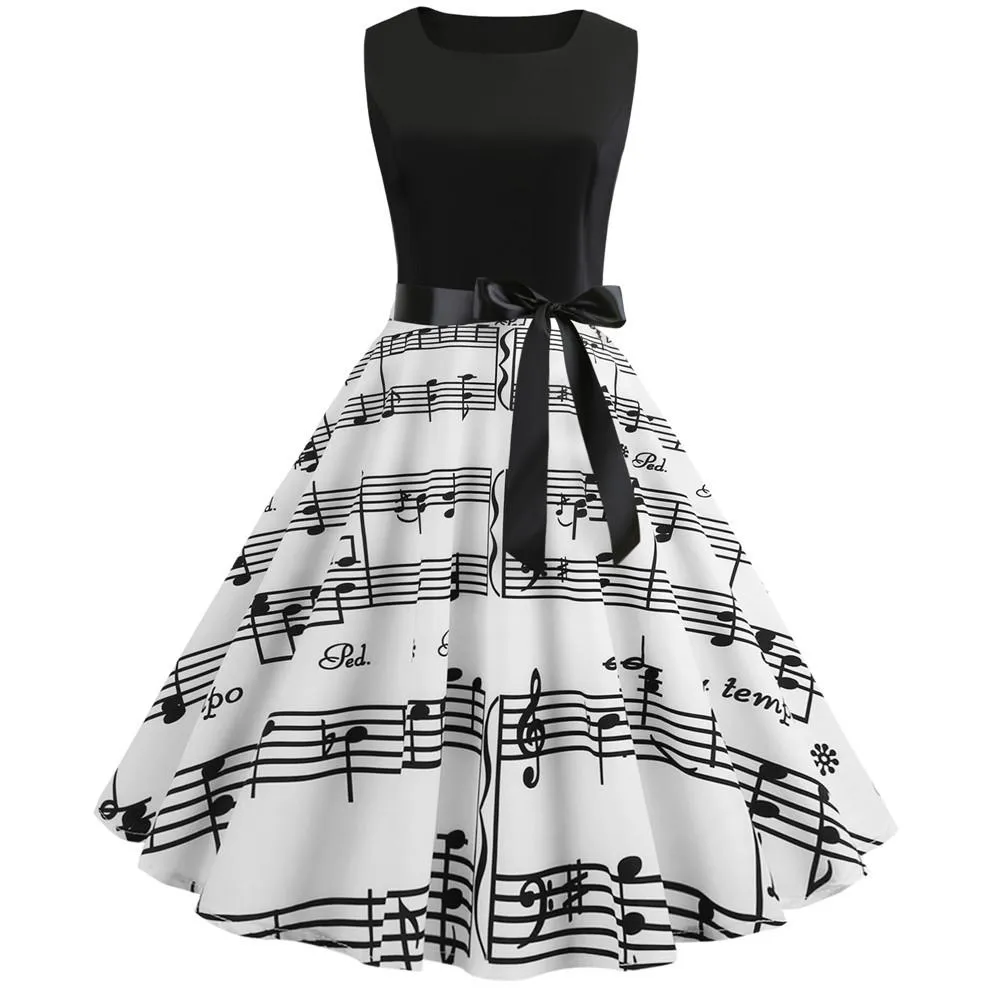 Summer Women Musical Not Sleeveless Dresses