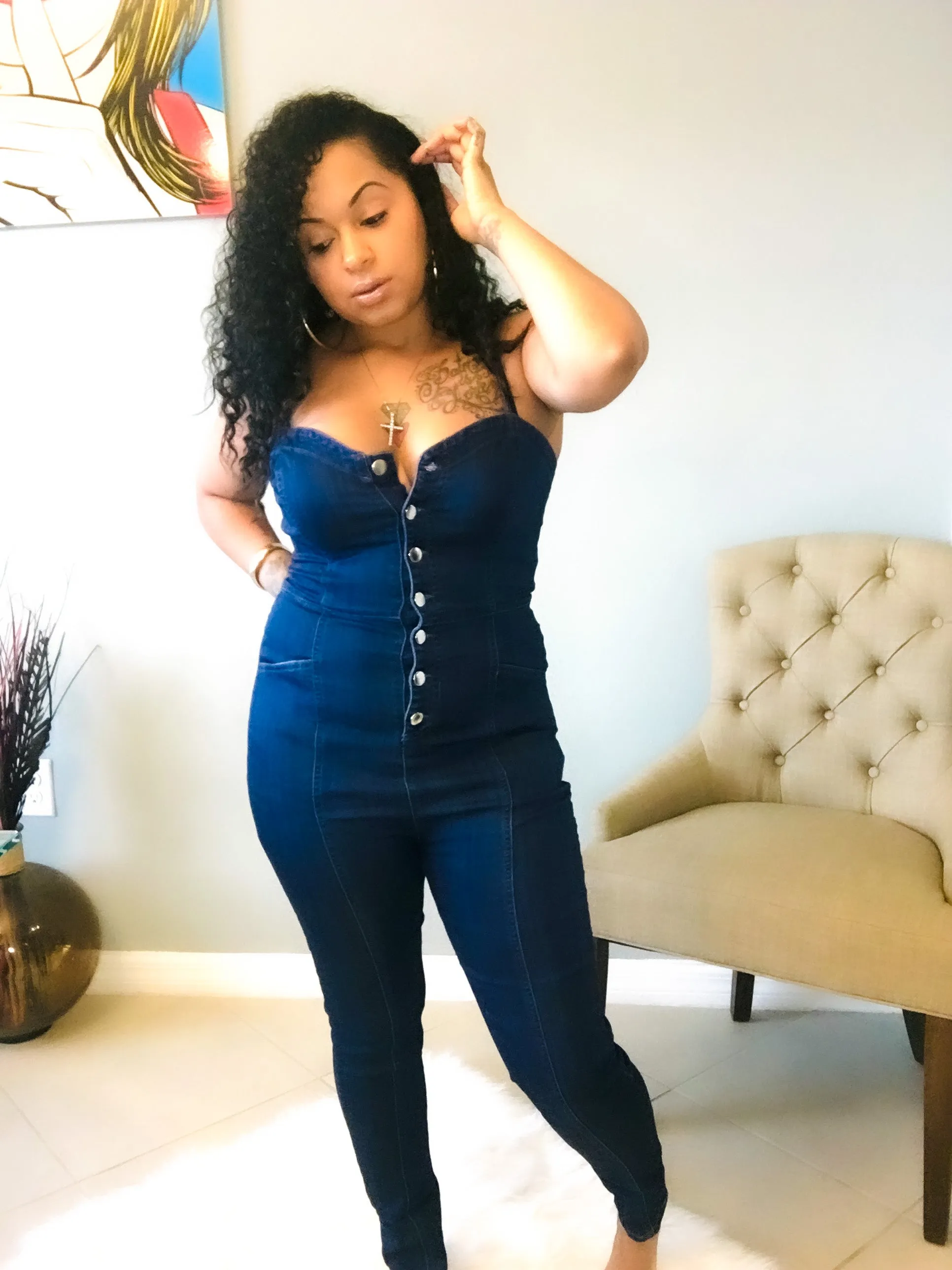 Sweetheart Denim Jumpsuit