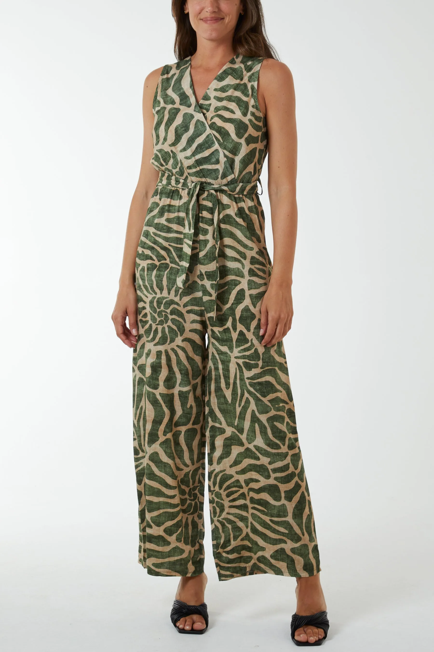 Swirl Print Sleeveless Jumpsuit